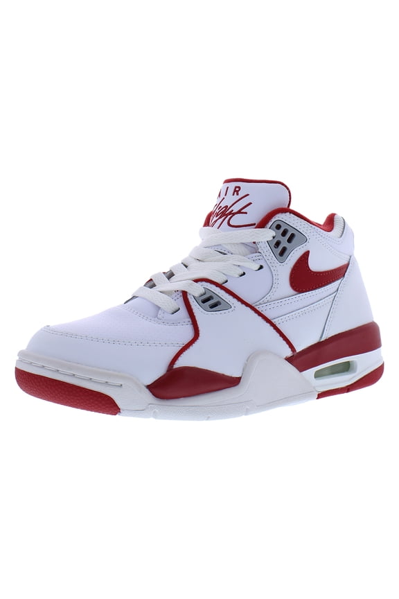 Air Flight 89 GS Boys Shoes Size 7, Color: White/Varsity Red/Wolf Grey