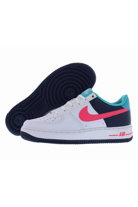 Air Force 1 BG GS Boys Shoes Size 3, Color: White/Racer Pink/Thunder Blue