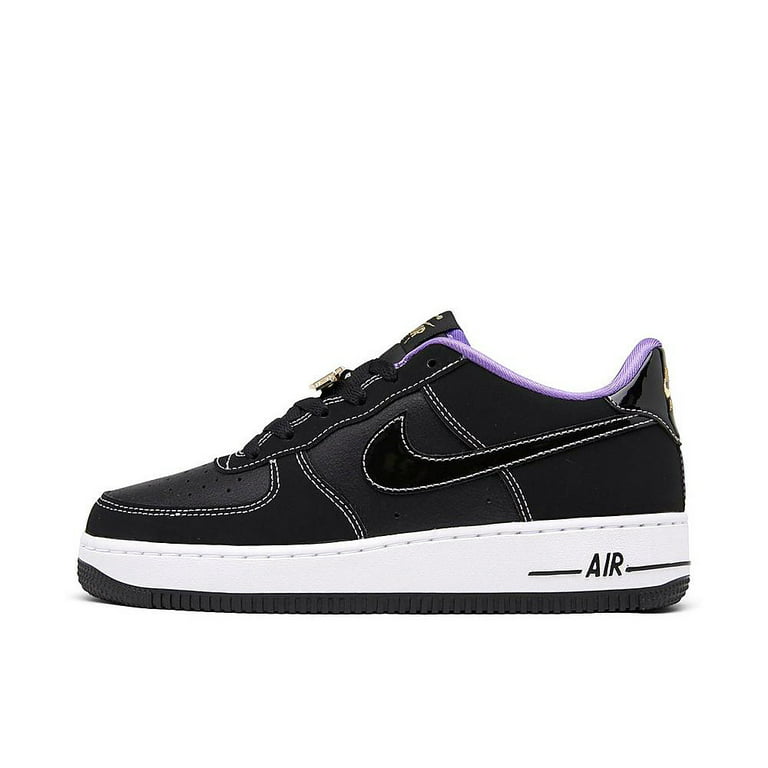 Nike Air Force 1 LV8 DQ0300-001 Older Kids Black & Iron Gray Leather Shoes  ER859 (5.5) 