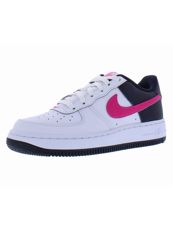 Air Force 1 Leather GS Girls Shoes Size 5, Color: White/Fierce Pink