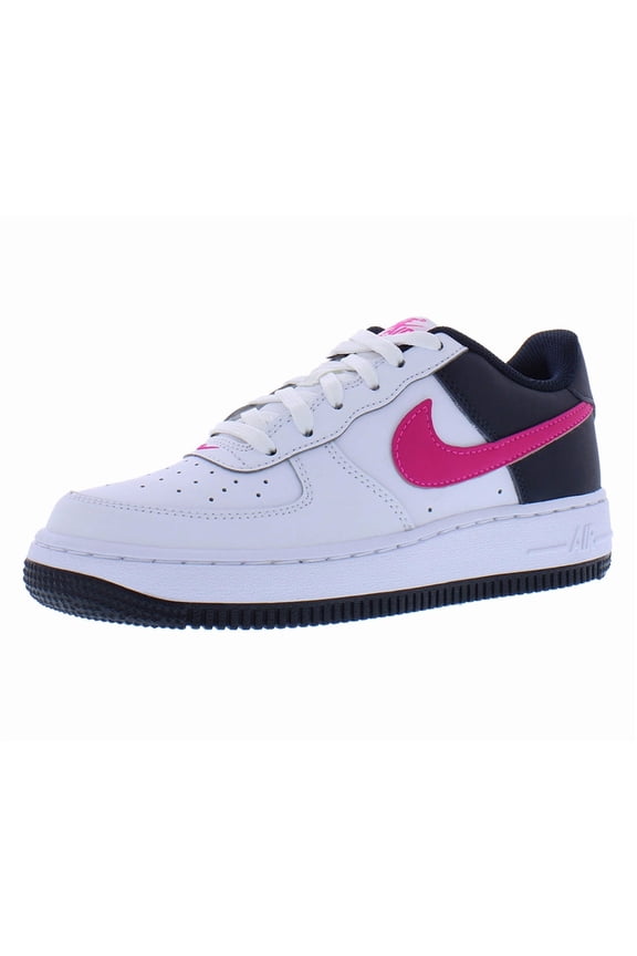 Air Force 1 Leather GS Girls Shoes Size 5, Color: White/Fierce Pink
