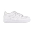 thumbnail image 1 of Nike Air Force 1 QS Soft Leather GS Big Kids' Shoes White-White-Navy ar0688-100, 1 of 6