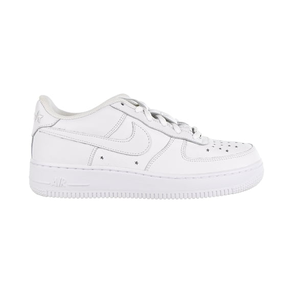 Nike Air Force 1 QS Soft Leather GS Big Kids' Shoes White-White-Navy ar0688-100