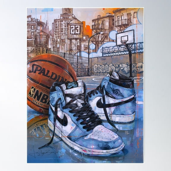 Nike Air Jordan 1 Basketball Uni Blue Poster Wall Art, Modern Wall Decor, 16x24 UNFRAMED