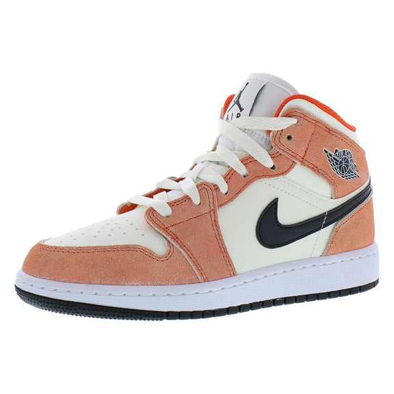 Nike Air Jordan 1 MID SE GS Boys Shoes Size 3.5, Color: Team Orange/Black/Sail/White