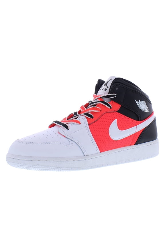 Air Jordan 1 Mid SE GS Boys Shoes Size 7, Color: Black/White/Infrared 23