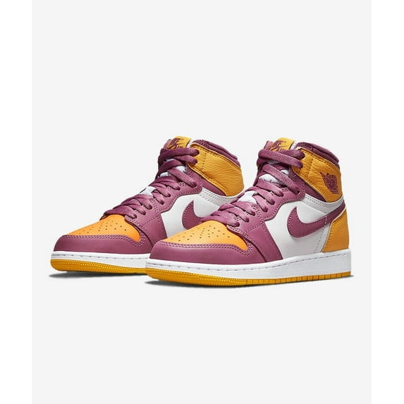 Nike Air Jordan 1 Retro High 575441-706 Youth Kids Gold/Purple/White Shoes TV219 (7)