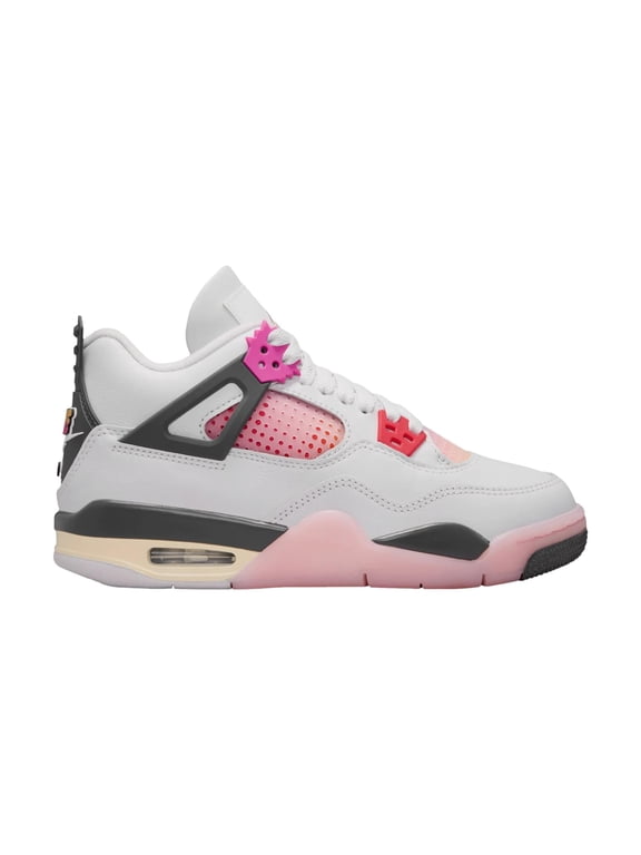 Big Kid's Jordan 4 Retro "Comic" Wht/Fire Pink-Anthracite (IO2361 100) - 6.5