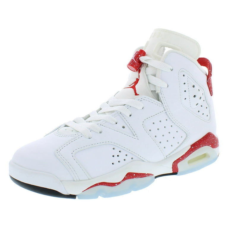 Nike Air Jordan 6 Retro Red Oreo GS Boys Shoes, White Leather
