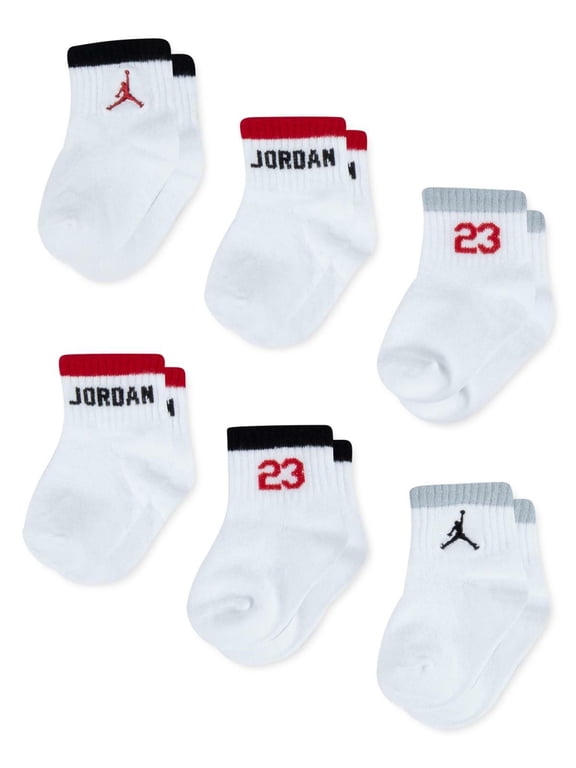 Air Jordan Baby Jumpman Sports White Red Black Socks Size 2-4 Years