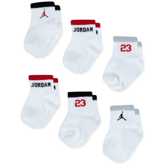 Nike Air Jordan Baby Jumpman Sports White Red Black Socks Size 2-4 Years