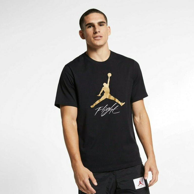 Nike Air Jordan Jumpman Black/Gold Men's Classic T Shirt Size XL