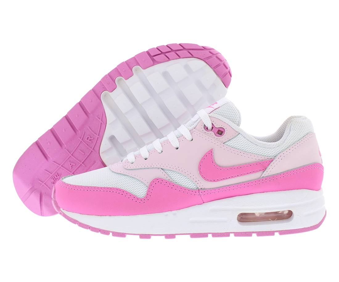 Nike Air Max 1 Big Kids' Shoes Color: Summit White/Photon Dust/Hyper Royal/Obsidian Size: 6Y