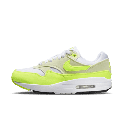 Nike Air Max 1 Women's Shoes Color: White/Sea Glass/Black/Volt Size: W 7.5 / M 6