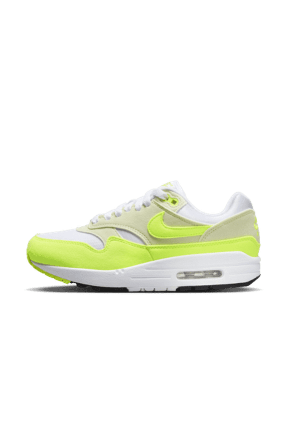 Air Max 1 Women's Shoes Color: White/Sea Glass/Black/Volt Size: W 7 / M 5.5