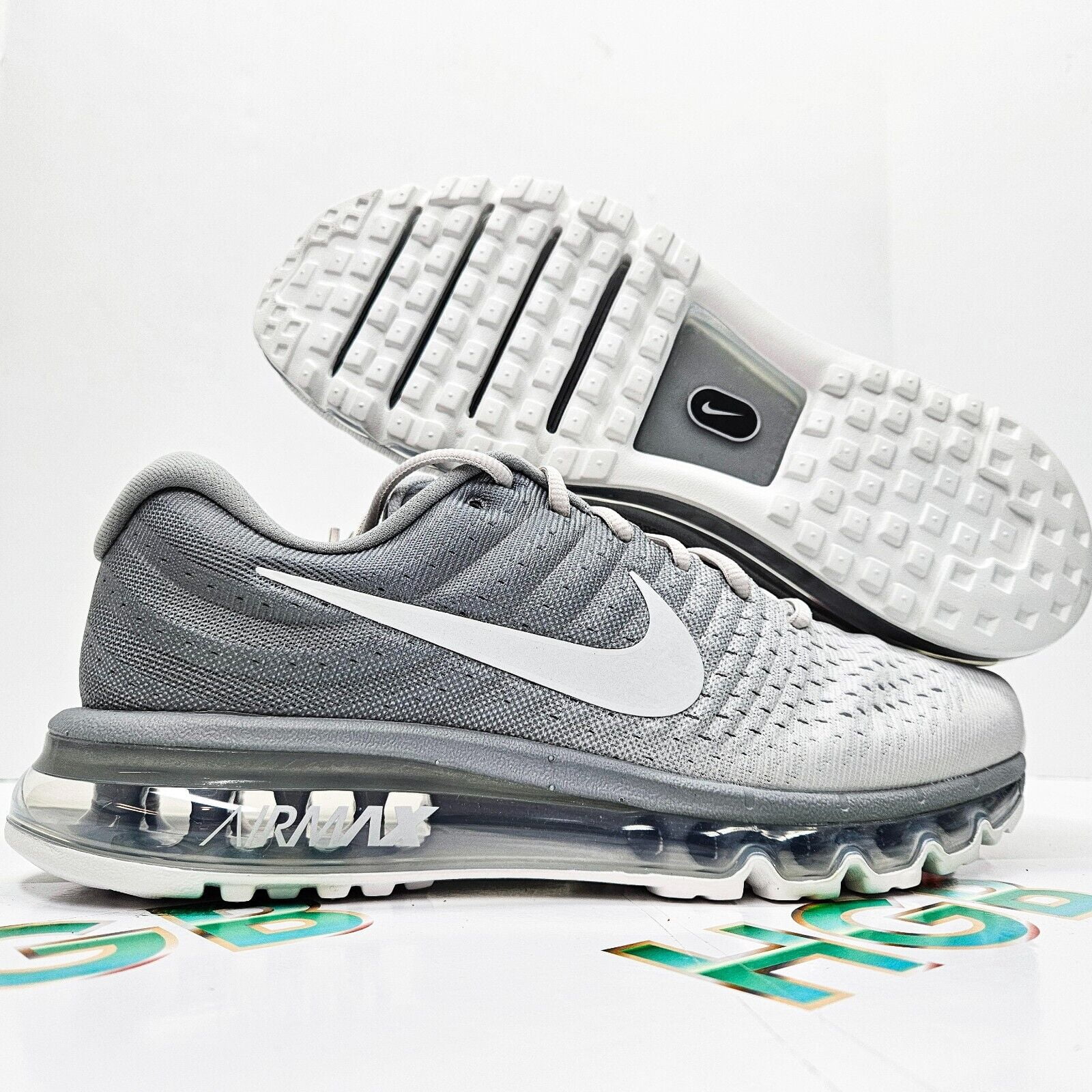 Air Max 2017 849559-005 Men's Light Bone/Matte Silver Running Shoes ANK383 (9)