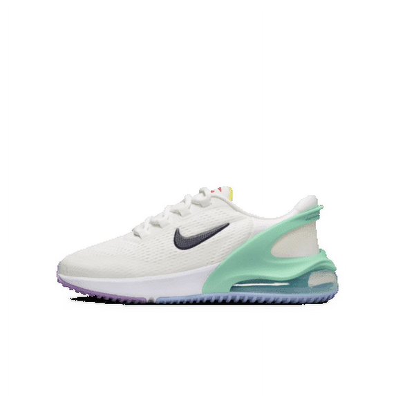 Nike Air Max 270 GO Big Kids' Easy On/Off Shoes Color: Summit White/Emerald Rise/Cobalt Bliss/Obsidian Size: 4Y