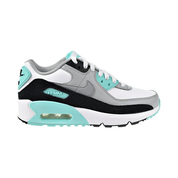 Nike Air Max 90 LTR Big Kids' Shoes White-Light Smoke Grey-Hyper Turquoise cd6864-102