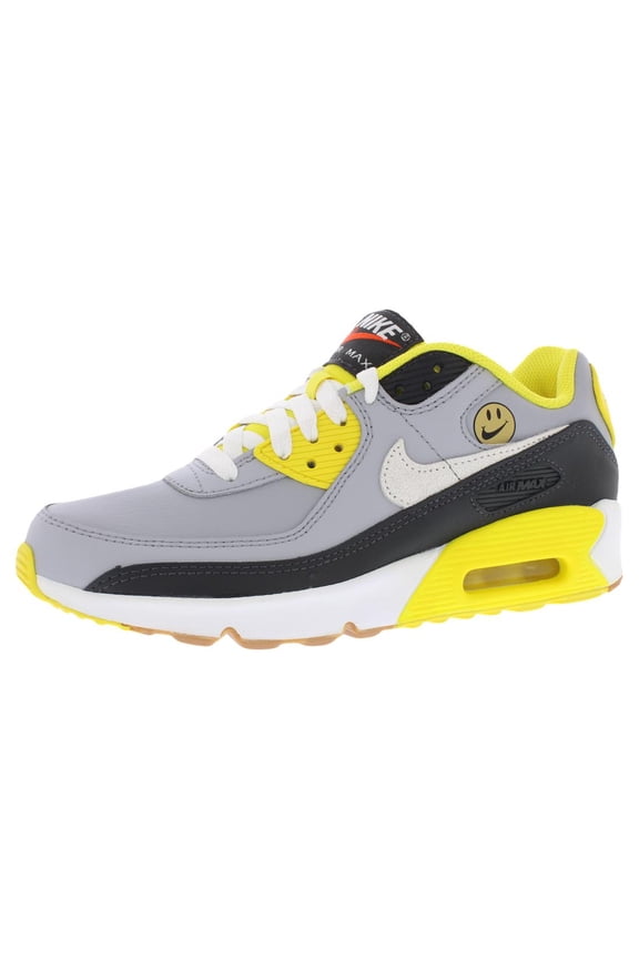 Air Max 90 Leather GS Boys Shoes Size 5.5, Color: Wolf Grey/White/Anthracite