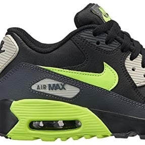 Nike Air Max 90 Leather Big Kids' Shoes Dark Grey/Volt Black 833412-023