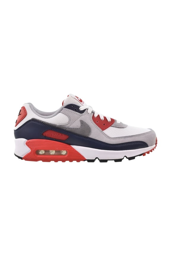 Men's Nike Air Max 90 White/Cool Grey-University Red (DM0029 117) - 11.5