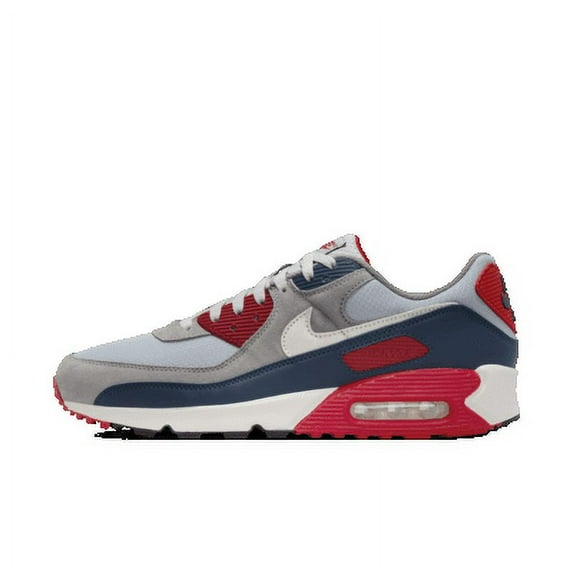 Nike Air Max 90 Men's Shoes Color: Light Smoke Grey/Armory Navy/Fire Red/Phantom Size: 12