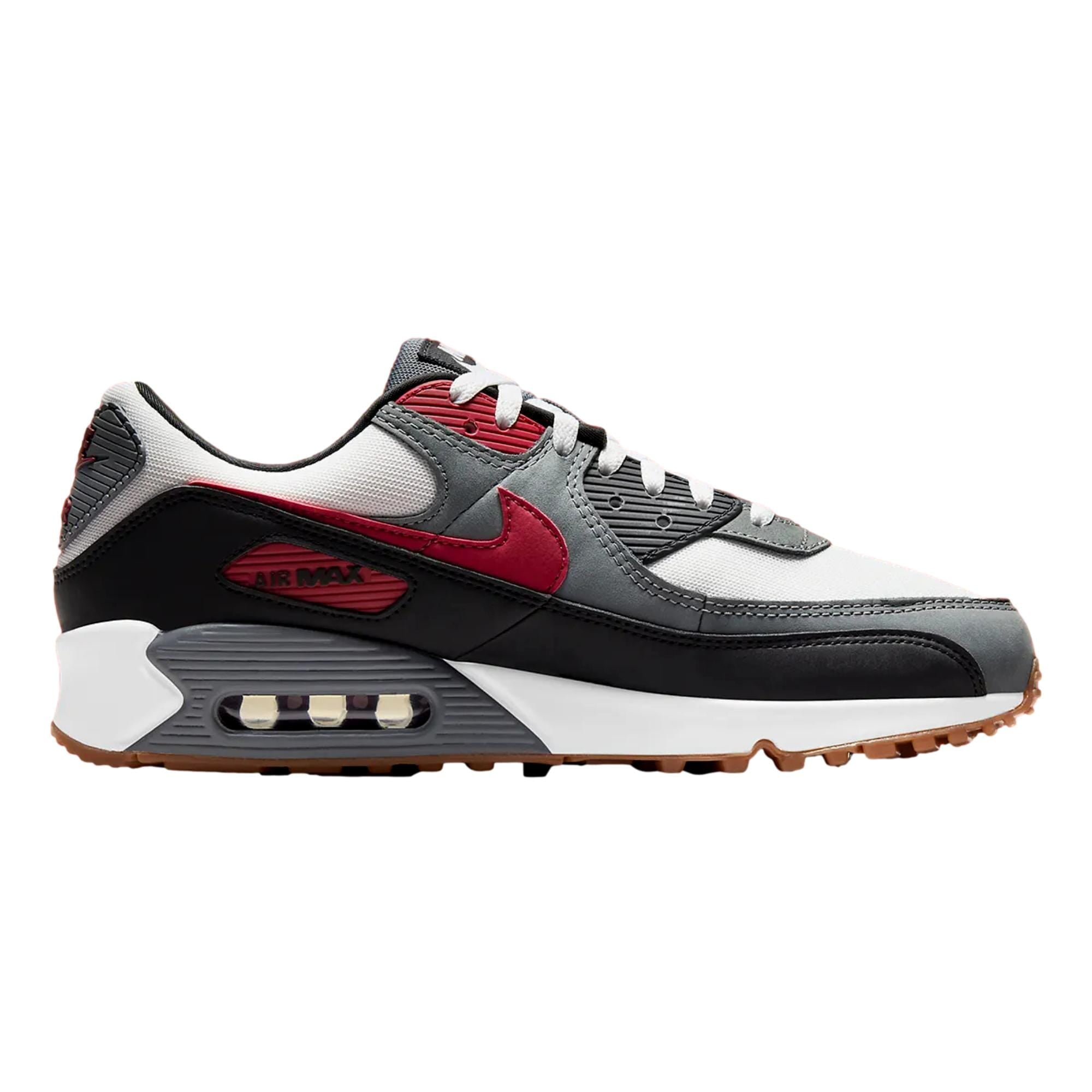 Nike Air Max 90 White/Team Red-Cool Grey-Black FB9658-100 Men's
