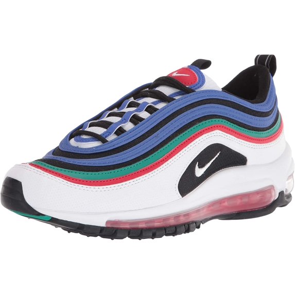 Nike Air Max 97 S Boys Shoes Size 4, Color: White/Multi-Color/Hyper Blue