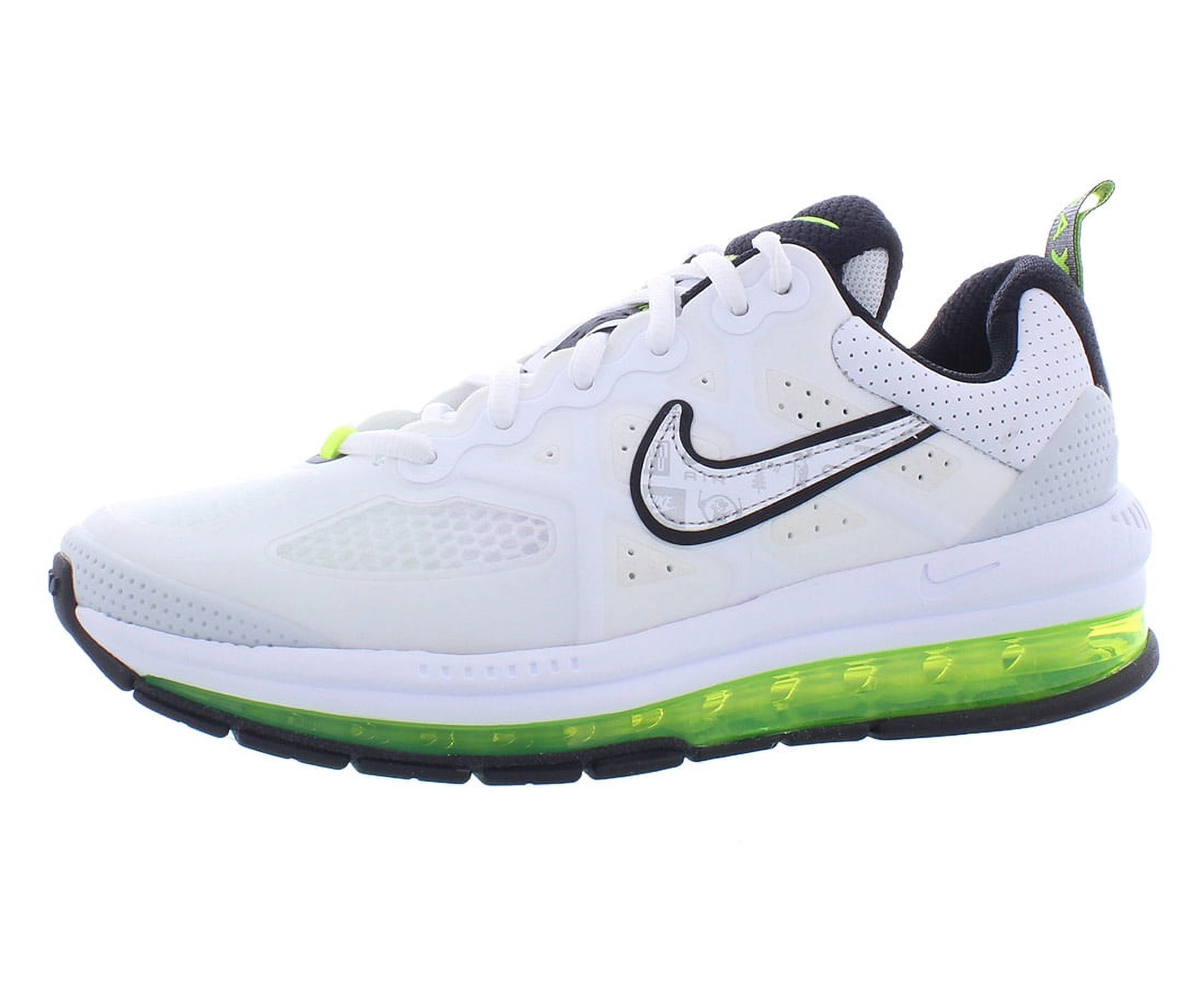 white and neon nike shoes