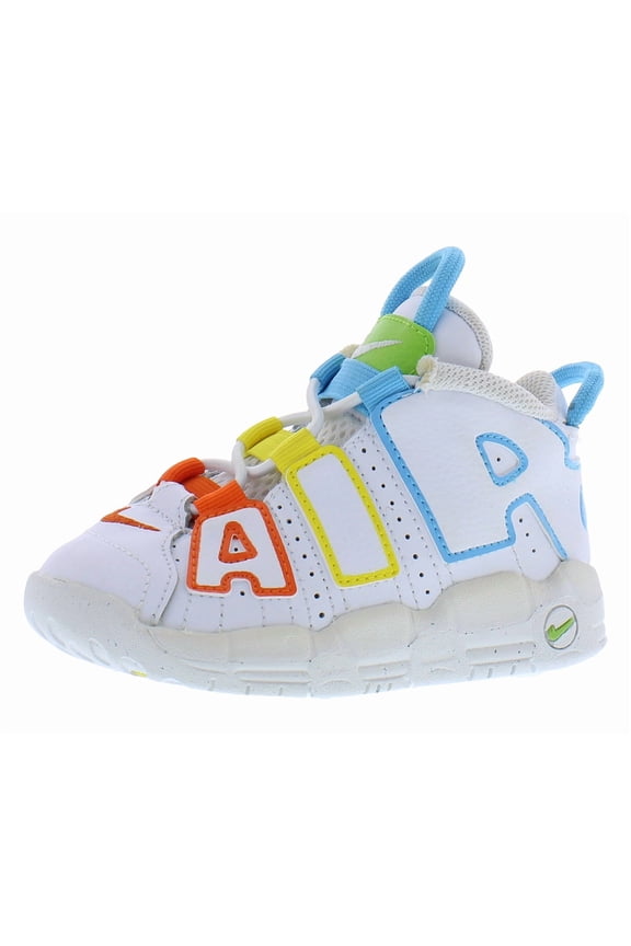 Air More Uptempo BT Infant/Toddler Shoes Size 7, Color: White/Baltic Blue/Opti Yellow