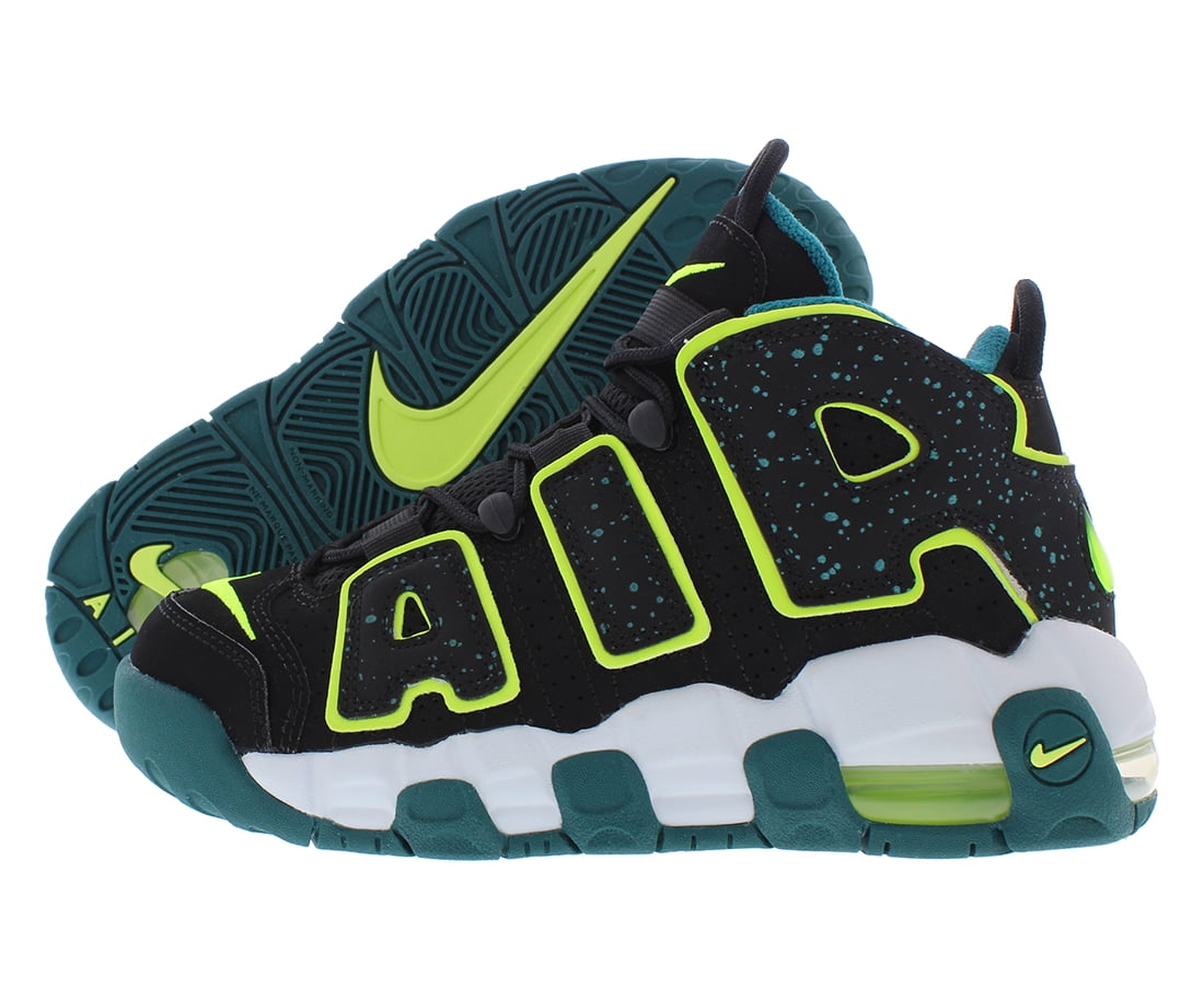 Nike air more uptempo lobster/black/white/atomic hot green size 7y