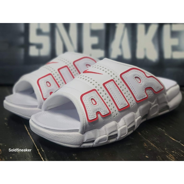 Nike Air More Uptempo Slide Sandals White Red Slide Sport