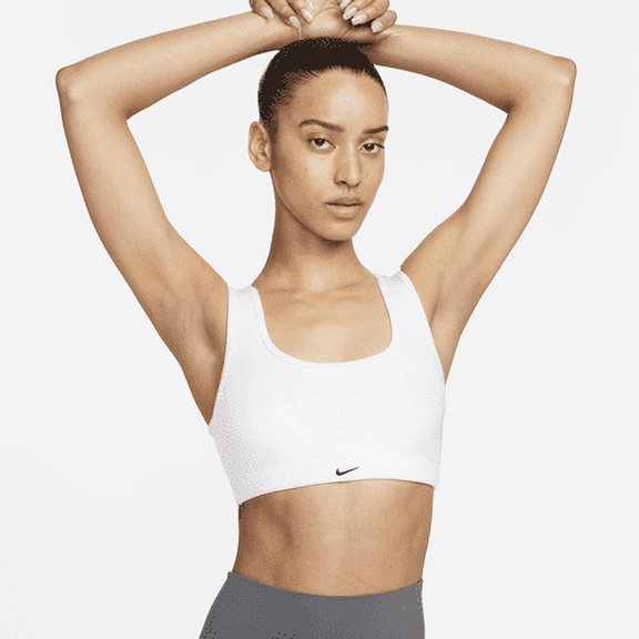 Nike Alate All U Women's Light-Support Lightly Lined Ribbed Sports Bra Color: White/White/Black Size: M