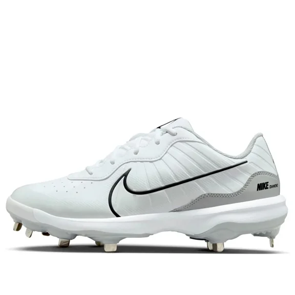 Nike Alpha Team Huarache Elite 4 Low Metal Baseball Cleats White/Grey Size 15