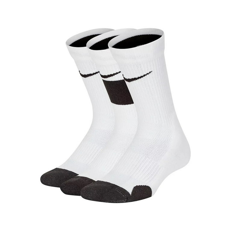 Nike Assorted 3 Pack Dri Fit Elite Crew Boys Socks Size M Color White Black Grey