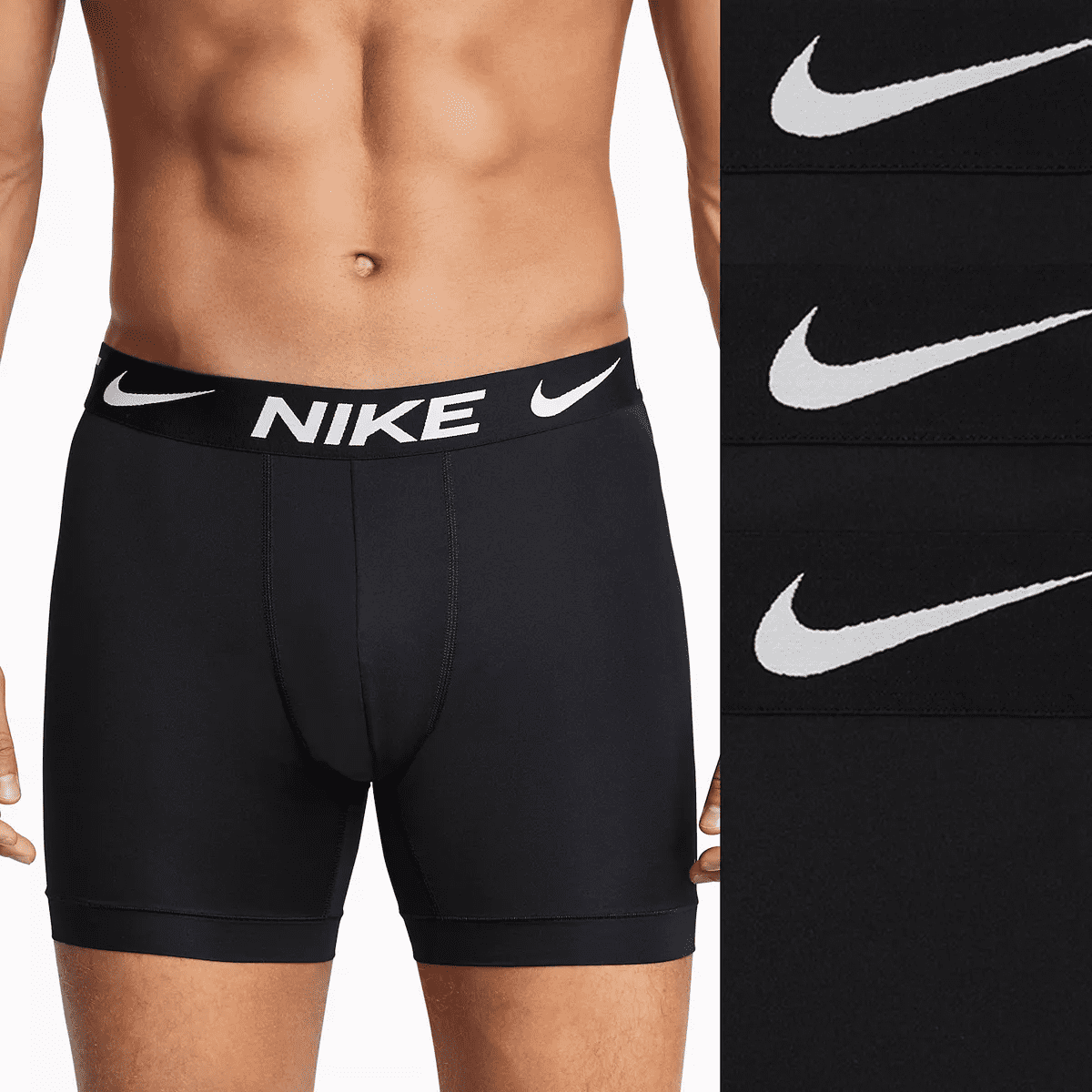 Nike BLACK Men's Dri-FIT Essential 3-pack Long-Leg Boxer Briefs
