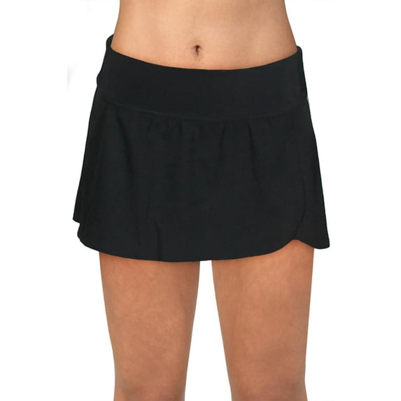 Nike Women's Swim Skirt Logo Short Polyester Pull On Stretch Black S