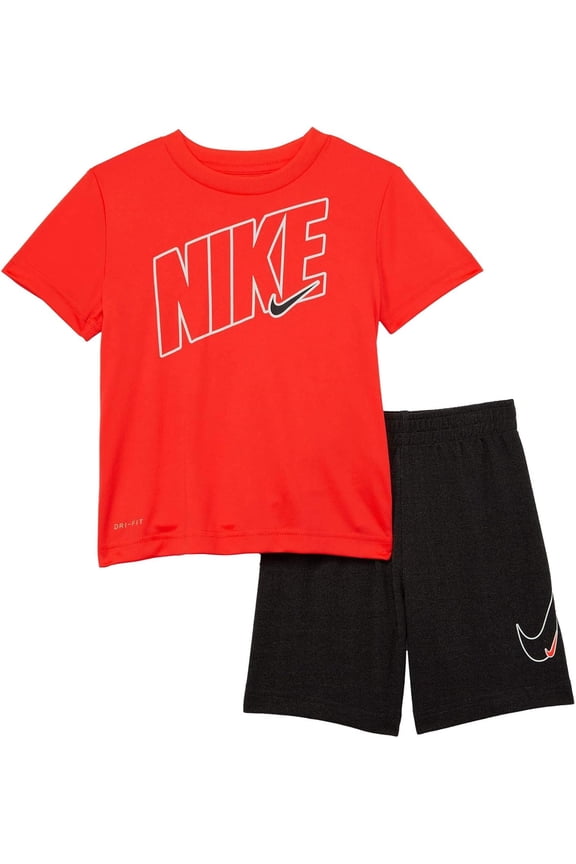 Baby Boy's Dri-FIT Graphic T-Shirt and Shorts Two-Piece Set Infant Black Heather 12 Months Infant