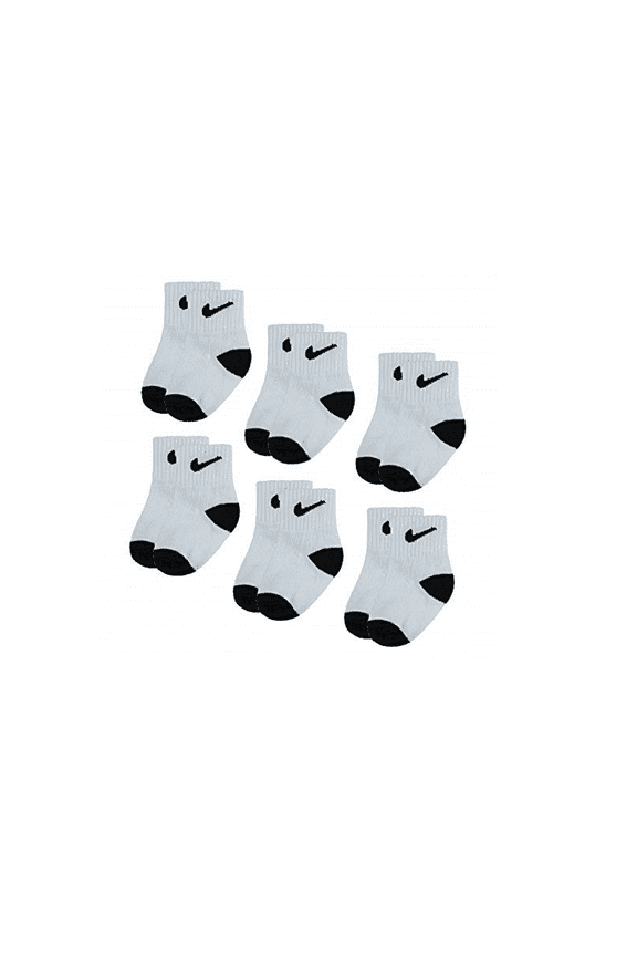 Baby Boys' Ankle Socks (6 Pairs), White/Black, 6/12M