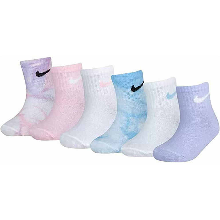 Nike Baby Girl Tie Dyed Ankle Socks Pink Purple White (6 pairs) Size 6-12M  