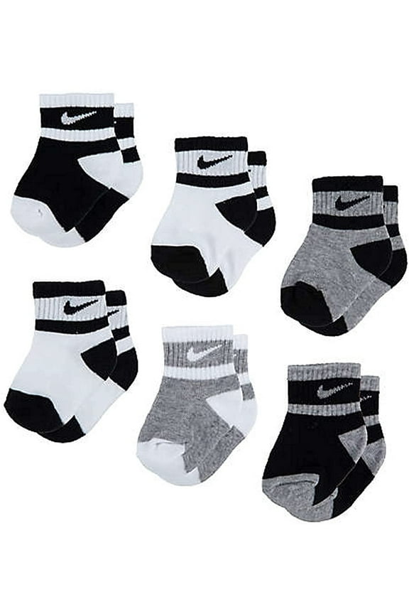 Baby Lightweight Ankle Black & White Socks 6 Pack Size Infant 12-24 Months