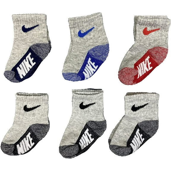 Nike Baby Lightweight Ankle Socks 6 Pack Greymn0659-042/Red 12-24 Months