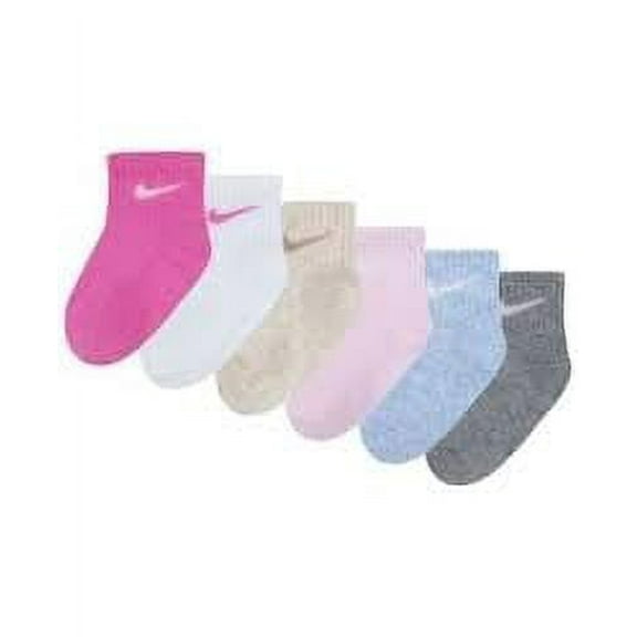 Nike Baby Lightweight Ankle Socks Pink/White/Grey/Tan/Blue Size 12-24 Months