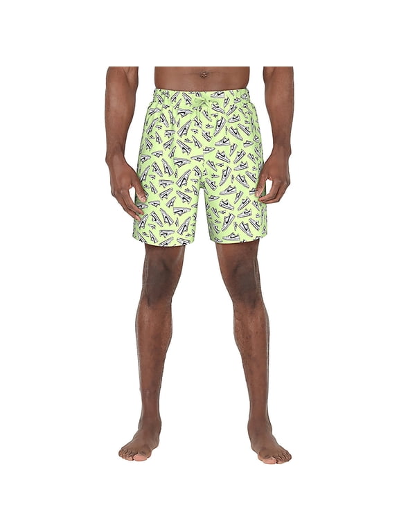 Bathing Suit Men's AOP Sneakers Volley Swim Shorts 7 inch - Barely Volt Green - XXL