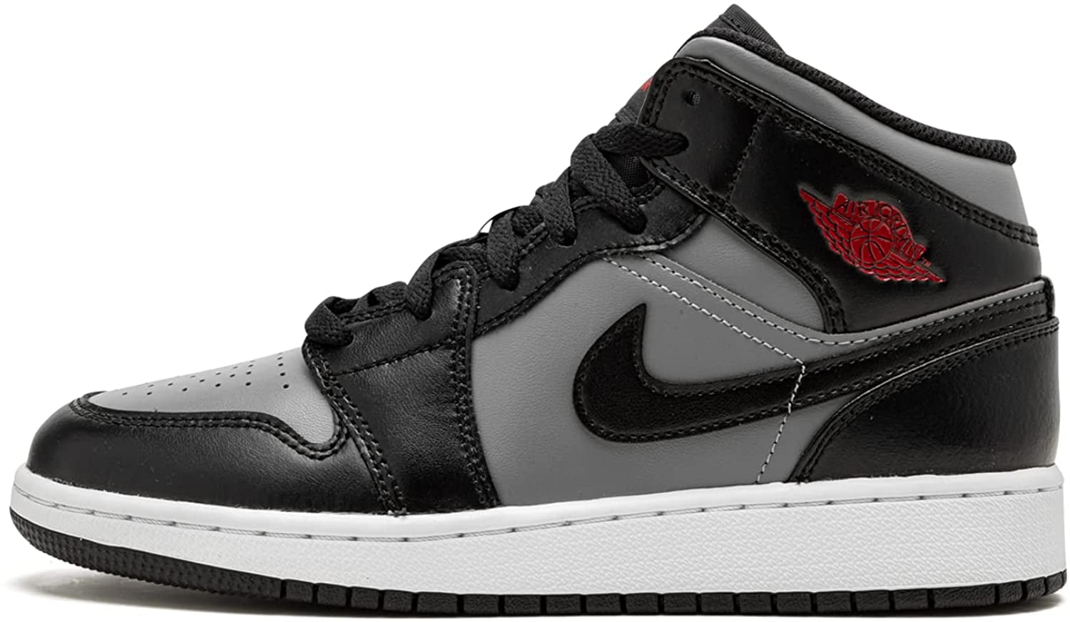 Nike Air Jordan 1 Mid Retro Sneakers for Big Kids Black Gym Red Particle Grey Size 6 Walmart