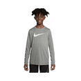 thumbnail image 1 of Nike Big Kids Dri-fit Legend Logo-Print Long-Sleeve Training T-Shirt - Tumbled Grey, 1 of 1