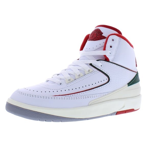 Nike Air Jordan 2 Retro GS Boys Shoes Size 4.5, Color: White/Fire Red/Fir/Sail