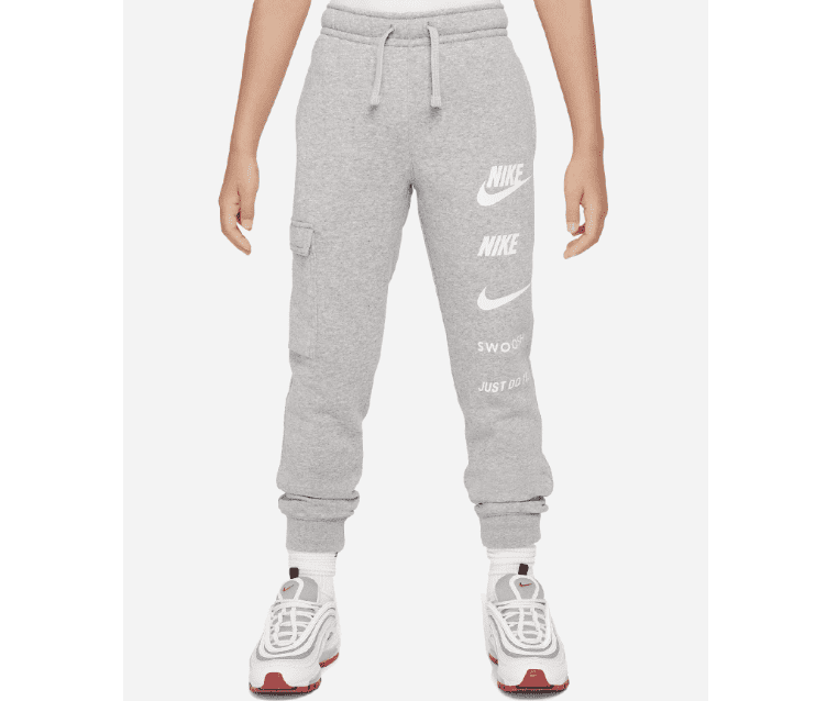 Nike Big Kids Sportswear Standard-Fit Logo-Print Fleece Cargo