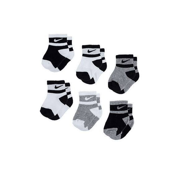 Nike Boy's Ankle Socks 6 pairs, Blacknn0663-001/G_white, 2-4T