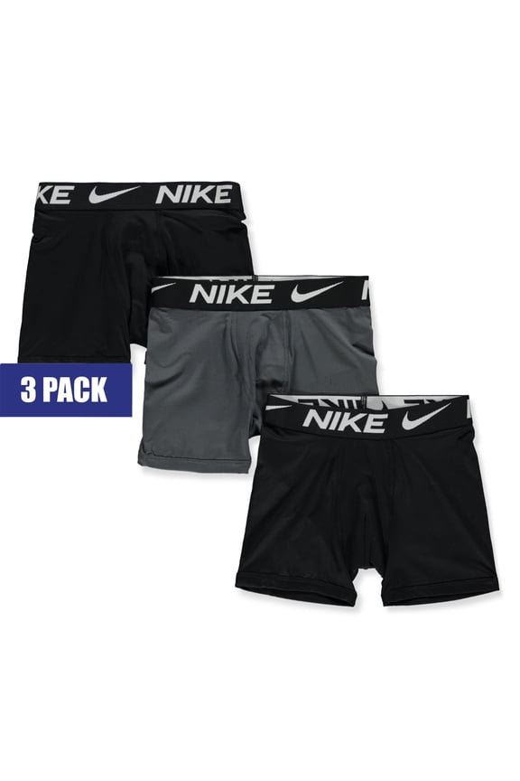 Boy's Breathable Cotton Blend Boxers, Black and Gray (3 Pack)